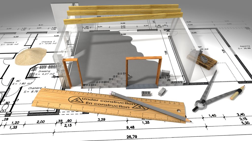 Blueprint af nybyggeri